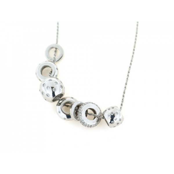 Platinum Plated Silver Charm Necklace