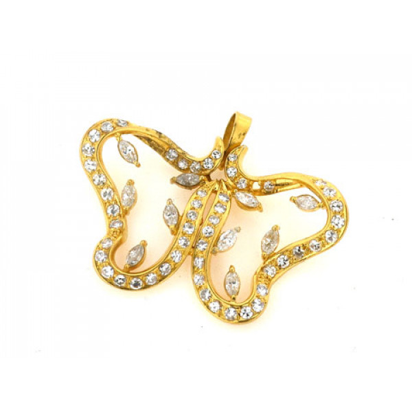 Gold Pendant Butterfly adorned with Diamonds