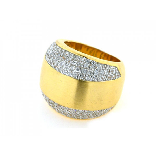 Gold Plated Silver Ring with White Sapphires