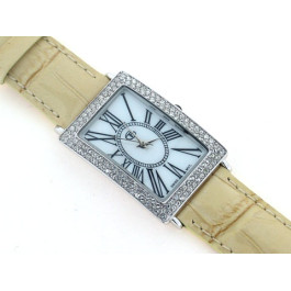 Galerie Tsangarakis Watch Beige Leather Strap and White Sapphires Galerie Tsangarakis Watch Beige Leather Strap and White Sapphires