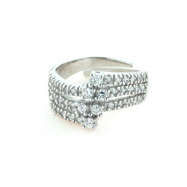Platinum Plated Silver Ring with White Sapphires
