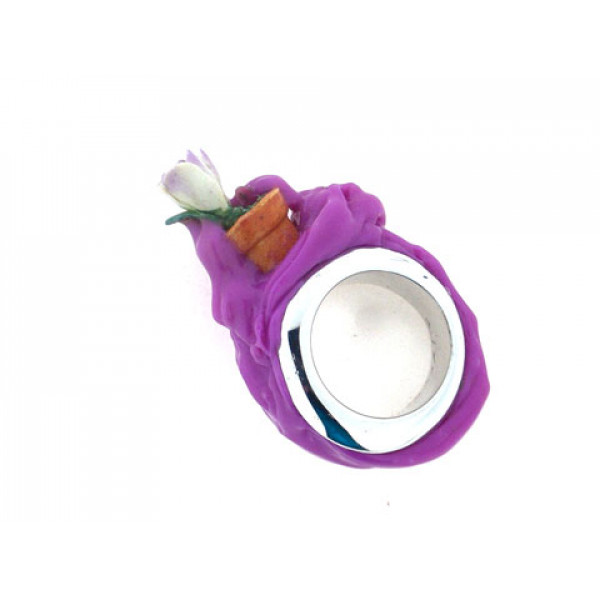 Ασημένιο Δαχτυλίδι της Barbara Uderzo σε Μωβ Φούξια Χρώματα