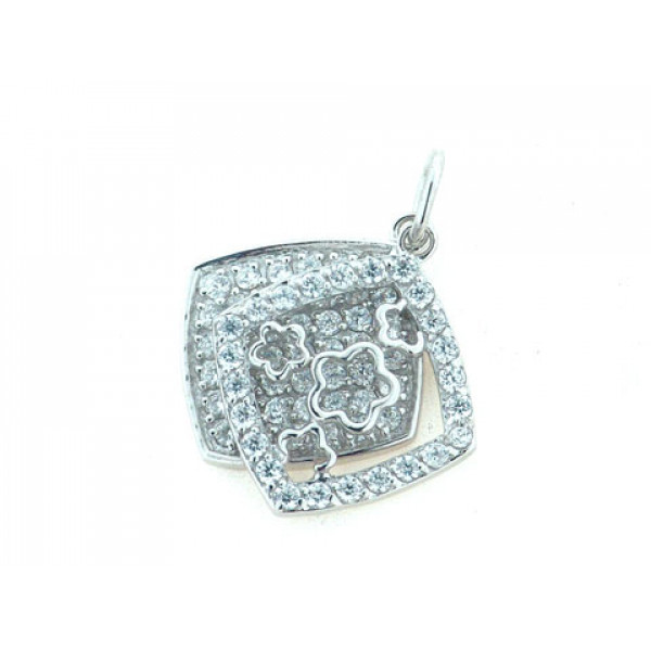 Double Pendant from Platinum Plated Silver