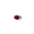 Δαχτυλίδι από Επιπλατινωμένο Ασήμι με Συνθετικό Ρουμπίνι και Λευκά Ζαφείρια