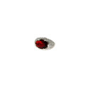 Platinum Plated Silver Ring with a Synthetic Ruby and White Sapphires