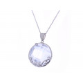 Platinum Plated Silver Solitaire Pendant