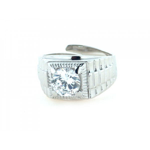 Platinum Plated Silver Solitaire Ring