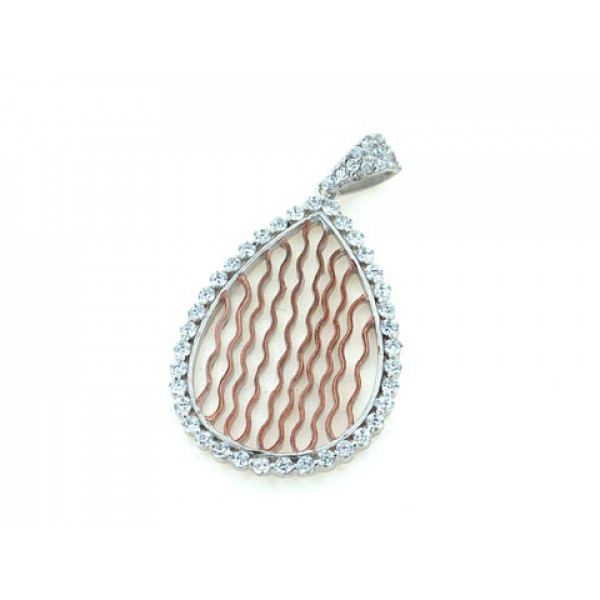 Two Tone Pear Pendant with White Sapphires