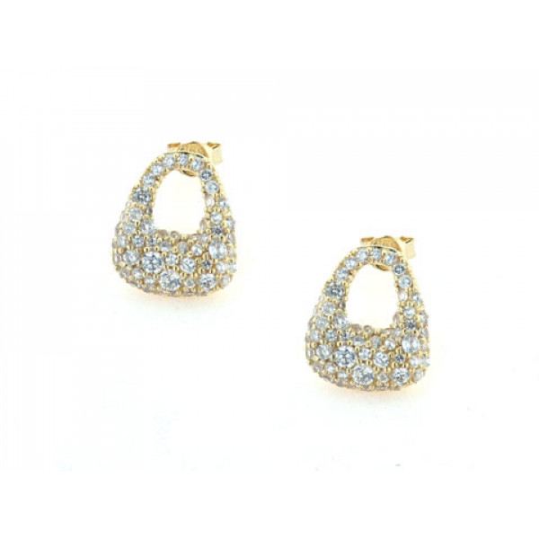 Stud Earrings set in Gold Plated Silver with White Sapphires