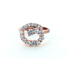 Pink Gold Plated Ring with White Sapphires