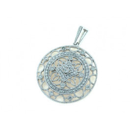 Platinum Plated Silver Round Pendant