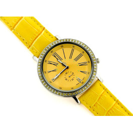 Ρολόι με Citrine και Κίτρινο Δερμάτινο Croco Λουράκι Ρολόι με Citrine και Κίτρινο Δερμάτινο Κροκό Λουράκι