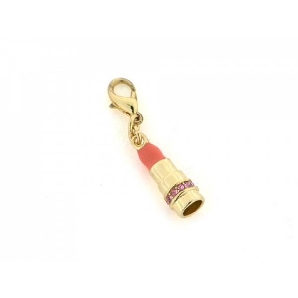 Gold Plated Charm adorned with Pink Quartz
