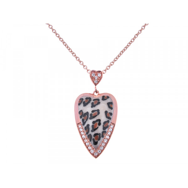 Pink Gold Plated Silver Pendant with a Leopard Design
