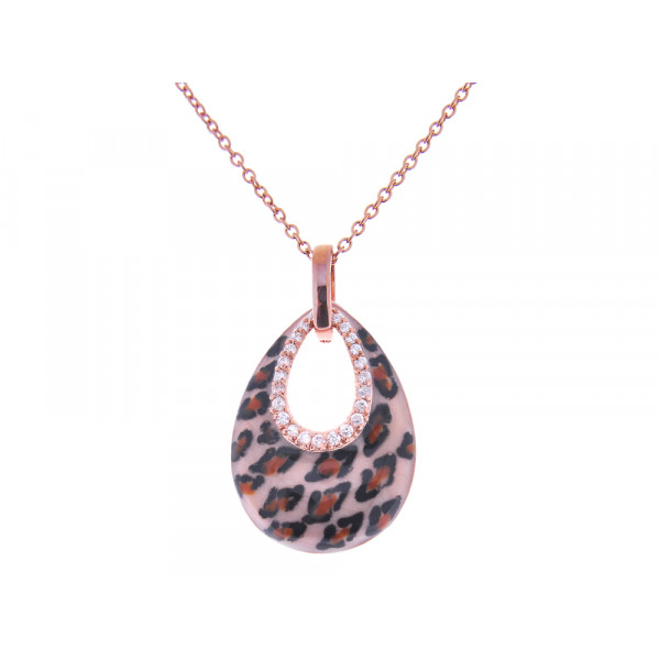 Pink Gold Plated Silver Pendant with a Leopard Design