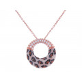 Pink Gold Plated Pendant with Animal Print and White Sapphires