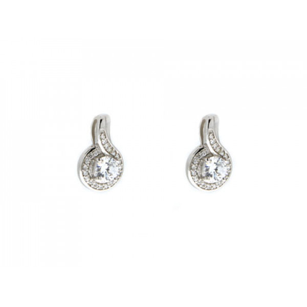Minimal White Sapphire Earrings set in Platinum Plated Silver