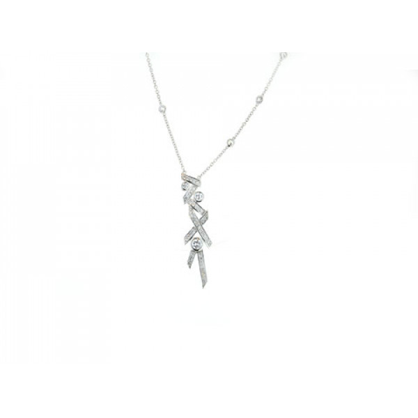 Platinum Plated Silver Pendant adorned with White Sapphires