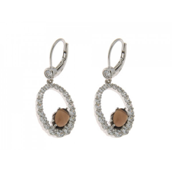 Silver Drop Earrings with Fume Topaz