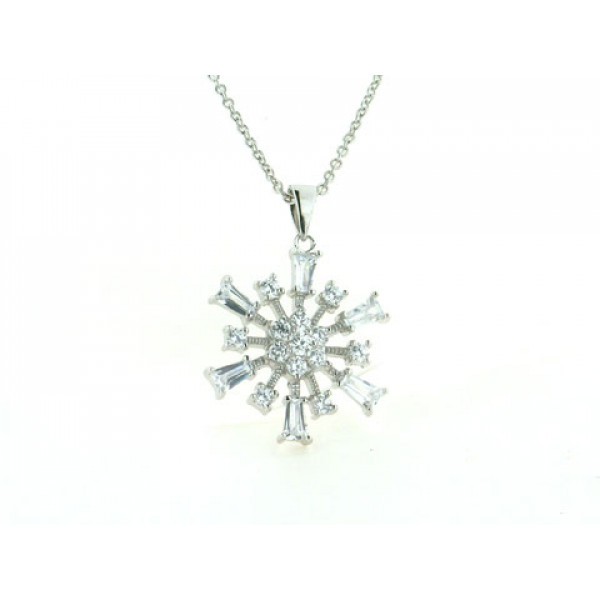 Pendant with White Sapphires set in Platinum Plated Silver