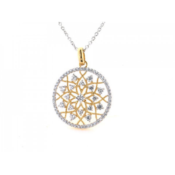 Gold Plated Silver Pendant with White Sapphires