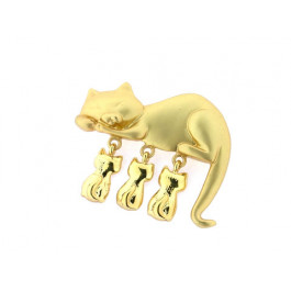 Cat with Kittens Brooch