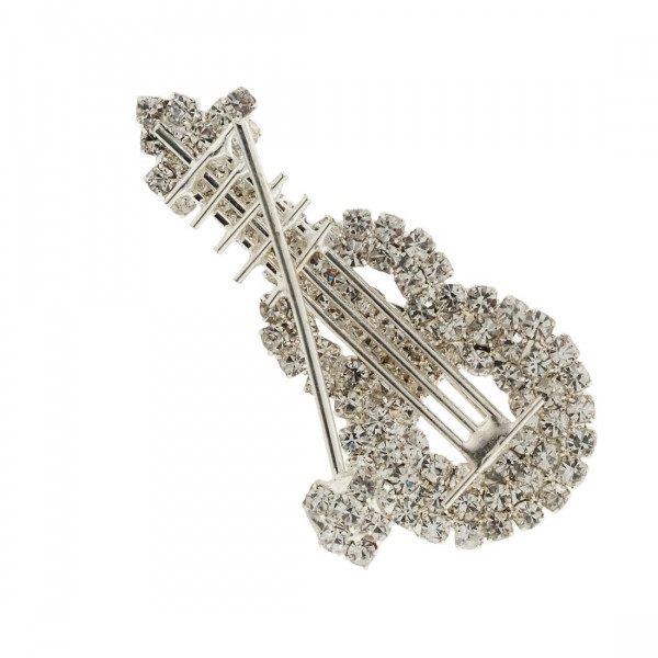 Violin Brooch with Swarovski Crystals