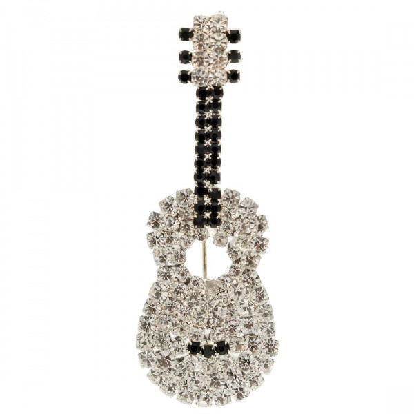 Brooch in a Guitar Design with Swarovski Crystals