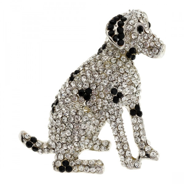 Dalmatian Dog Brooch with Swarovski Crystals