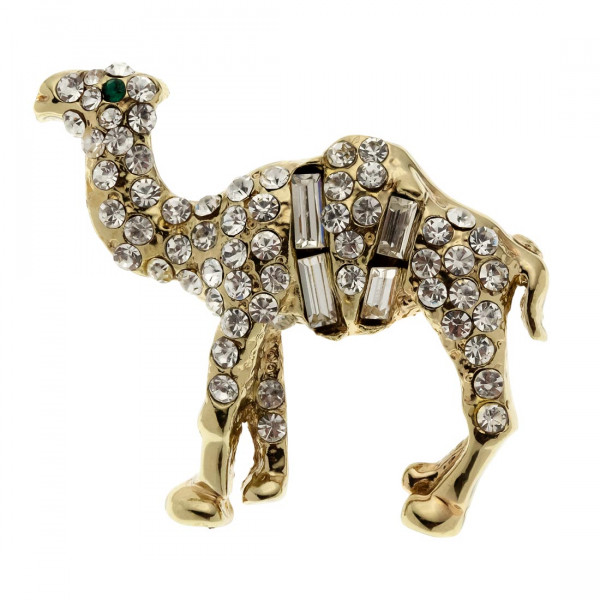 Camel Brooch with Swarovski Crystals