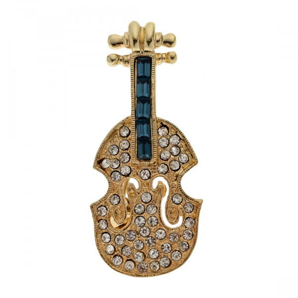 Eisenberg Ice Violin Brooch with Swarovski Crystal
