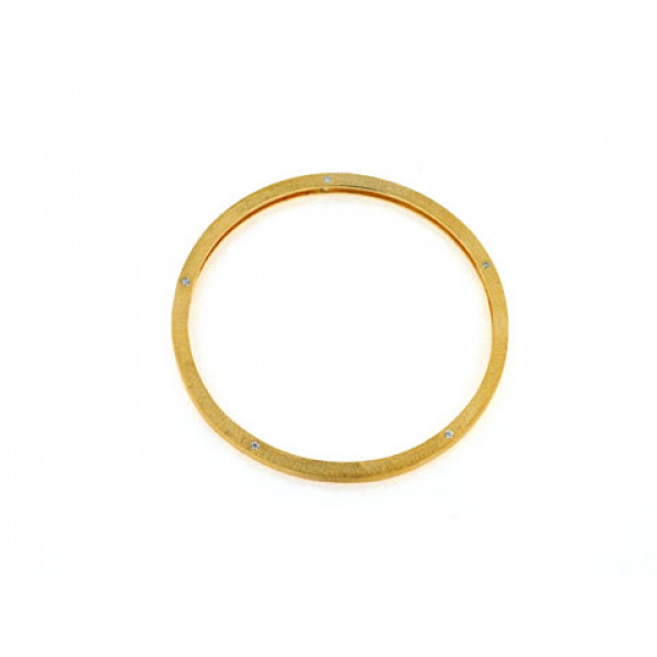 Silver Gold Plated Bangle Bracelet with White Sapphires