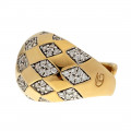 Bombe Ring with White Sapphire set in Gold Plated Silver