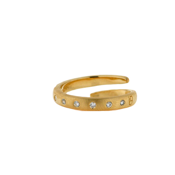 Minimal Ring with White Sapphires set in Gold Plated Silver