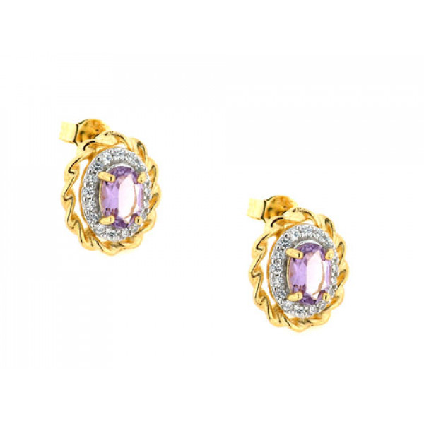 Amethyst Earrings set in Gold Plated Silver