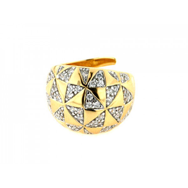 Bombe Ring in Gold Plated Silver with White Sapphires