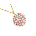 Pendant with Pink Enamels and Pink Quartz in Pink Gold Plated Silver