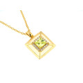 Peridot Pendant set in Gold Plated Silver