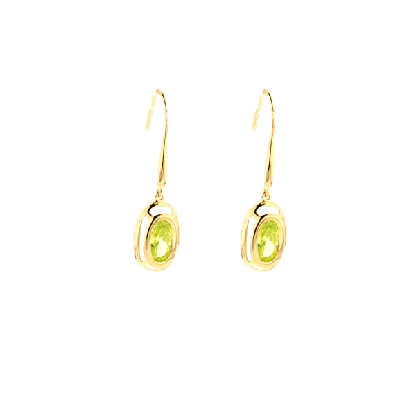 Green Topaz Earrings set in Gold Plated Silver