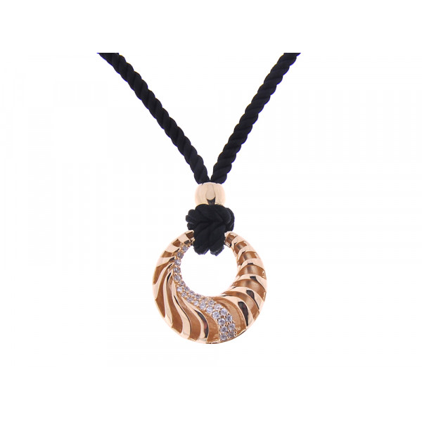 Gold Plated Silver Pendant with White Sapphires tied in a black Cord