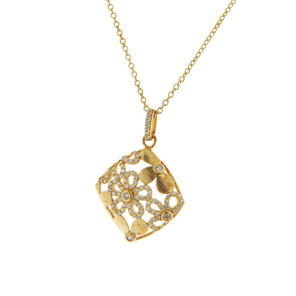 White Sapphire Pendant in Gold Plated Silver