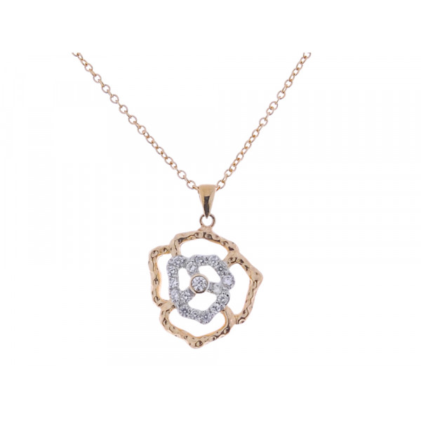 Gold Plated Silver Pendant with White Sapphires