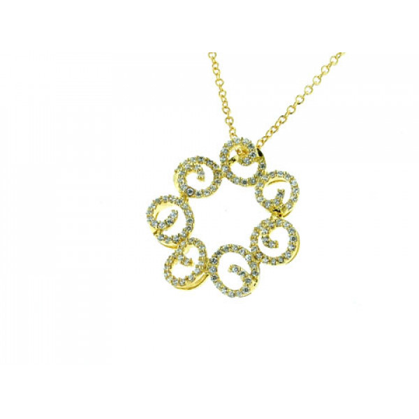 Minimal Pendant in Gold Plated Silver with White Sapphires