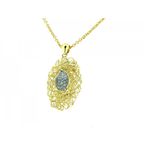 Gold Plated Silver Pendant with White Sapphires