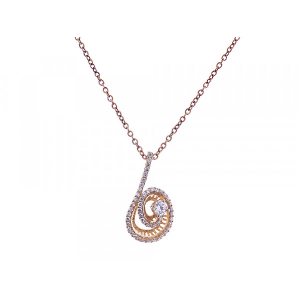 Pendant with White Sapphires set in Pink Gold Plated Silver