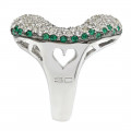 Statement Ring with Green and White Swarovski Crystals