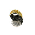 Statement Ring with Black, Yellow and White Swarovski Crystals