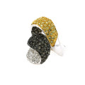 Statement Ring with Black, Yellow and White Swarovski Crystals