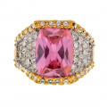 Gold Plated Statement Ring with a Pink Swarovski Crystal by Sabrina Carrera
