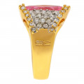 Επίχρυσο Δαχτυλίδι Sabrina Carrera με ένα κεντρικό Ροζ Swarovski και Λευκά Swarovski Κρύσταλλα